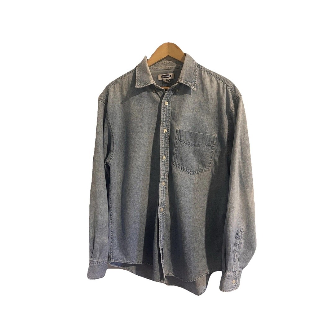 Old Navy Classic Denim Button-Up Shirt Light Blue Men's Medium